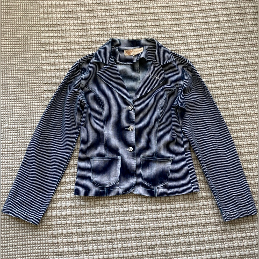 Women's Blue Striped Jacket